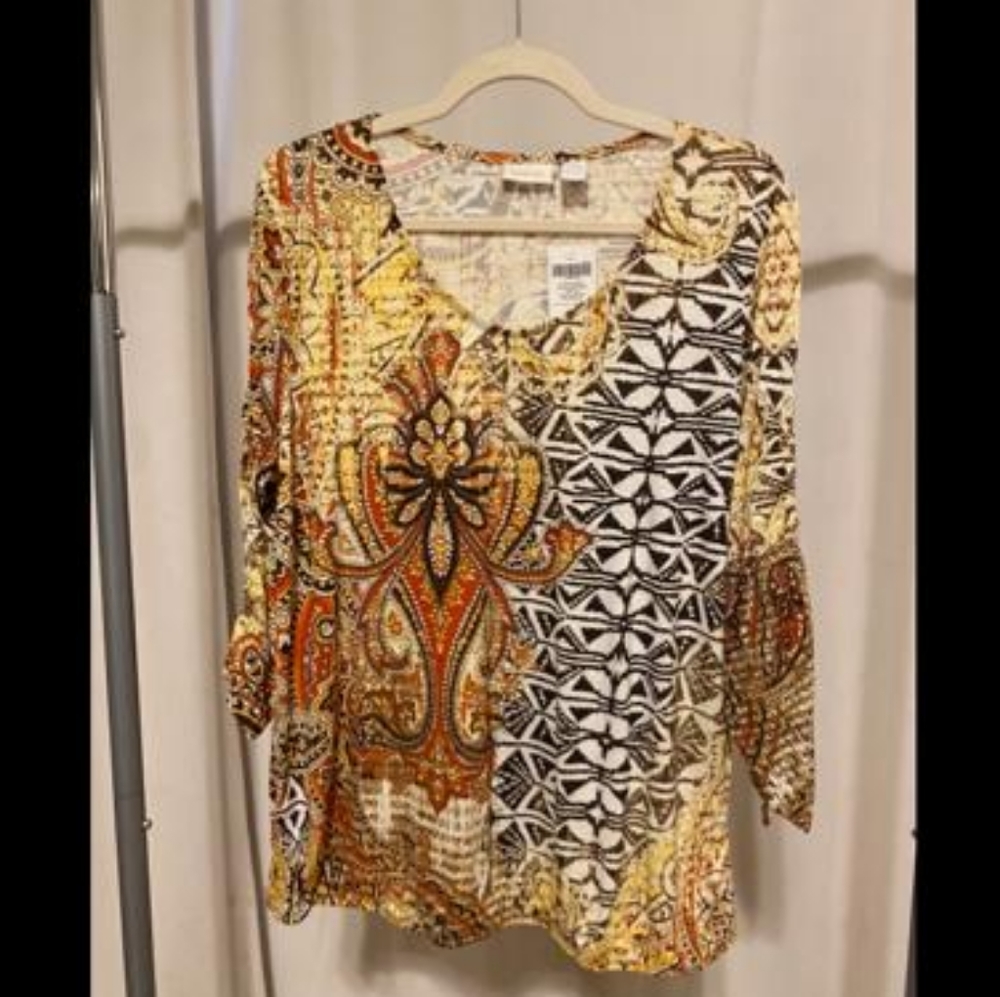 Chicos Top 3/4 Sleeve Large NWT